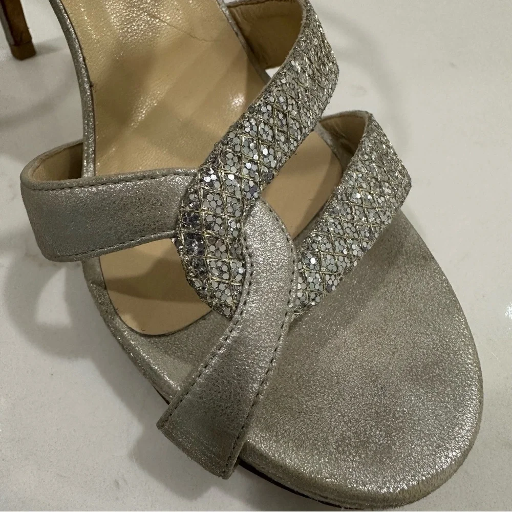 Jimmy Choo Authentic Designer Glittering Silver High Heels - Picture 12 of 16